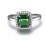 Perfect 1 Carat princess cut Emerald and Diamond Halo Engagement Ring in White Gold