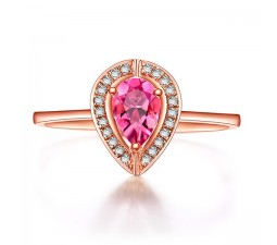 Bestselling 1 Carat Pink Sapphire and Diamond Halo Engagement Ring in Rose Gold