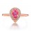 Bestselling 1 Carat Pink Sapphire and Diamond Halo Engagement Ring in Rose Gold