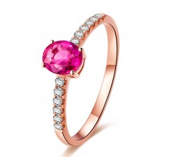 Classic 1 Carat Pink Sapphire and Diamond Engagement Ring in Rose Gold