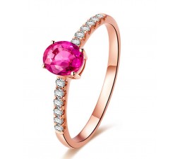 Classic 1 Carat Pink Sapphire and Diamond Engagement Ring in Rose Gold