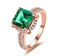 Halo 2.50 Carat princess cut Emerald and Diamond Engagement Ring in Rose Gold