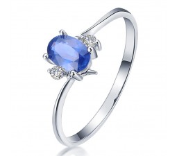 Affordable Sapphire and Diamond Engagement Ring on 10k White Gold