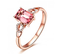 Beautiful 1 Carat Pink Sapphire and Diamond Engagement Ring in Rose Gold