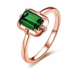 Designer 1 Carat Emerald and Diamond Engagement Ring in Rose Gold