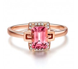 Designer 1.25 Carat Pink Sapphire and Diamond Gemstone Engagement Ring in Rose Gold