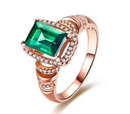 Designer 1.50 Carat Emerald and Diamond Engagement Ring in Rose Gold