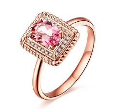 Antique Sapphire and Diamond Halo Engagement Ring with 1.25 Carat weight in Rose Gold