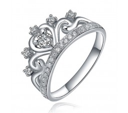 Unique Princess Crown Half Carat Diamond Engagement Ring in White Gold