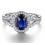 Vintage 2 Carat Blue Sapphire and Diamond Halo Engagement Ring for Women