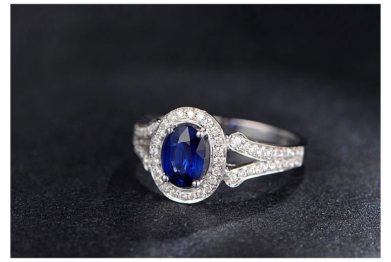 Vintage 2 Carat Blue Sapphire and Diamond Halo Engagement Ring for