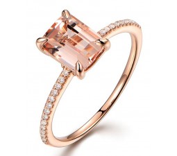 1 Carat Morganite and Round cut Diamond Engagement Ring in Rose Gold