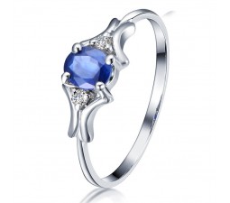 Beautiful Sapphire and Diamond Engagement Ring on 10k White Gold