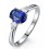 Trilogy Half Carat oval cut Sapphire and Round Diamond Engagement Ring in White Gold