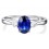 Trilogy Half Carat oval cut Sapphire and Round Diamond Engagement Ring in White Gold