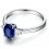 Trilogy Half Carat oval cut Sapphire and Round Diamond Engagement Ring in White Gold