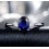 Trilogy Half Carat oval cut Sapphire and Round Diamond Engagement Ring in White Gold