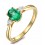 Trilogy Half Carat oval cut Emerald and Round Diamond Engagement Ring in Yellow Gold