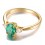 Trilogy Half Carat oval cut Emerald and Round Diamond Engagement Ring in Yellow Gold