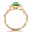 Trilogy Half Carat oval cut Emerald and Round Diamond Engagement Ring in Yellow Gold