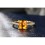 Trilogy Half Carat oval cut Emerald and Round Diamond Engagement Ring in Yellow Gold