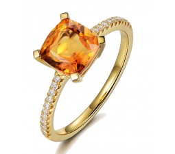 1 Carat Yellow Sapphire and Diamond Engagement Ring in Yellow Gold