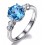 Perfect 1 Carat Blue Topaz and Diamond Engagement Ring in White Gold