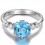 Perfect 1 Carat Blue Topaz and Diamond Engagement Ring in White Gold