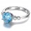 Perfect 1 Carat Blue Topaz and Diamond Engagement Ring in White Gold