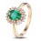 1 Carat Halo Gemstone Green Emerald and Diamond Engagement Ring in Yellow Gold