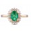 1 Carat Halo Gemstone Green Emerald and Diamond Engagement Ring in Yellow Gold