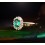 1 Carat Halo Gemstone Green Emerald and Diamond Engagement Ring in Yellow Gold