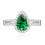 2 Carat Emerald and Diamond Halo Engagement Ring in White Gold