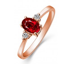 1 Carat Trilogy Ruby and Diamond Engagement Ring in Rose Gold