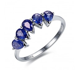 Exquisite Sapphire Diamond Engagement Ring on 10k White Gold