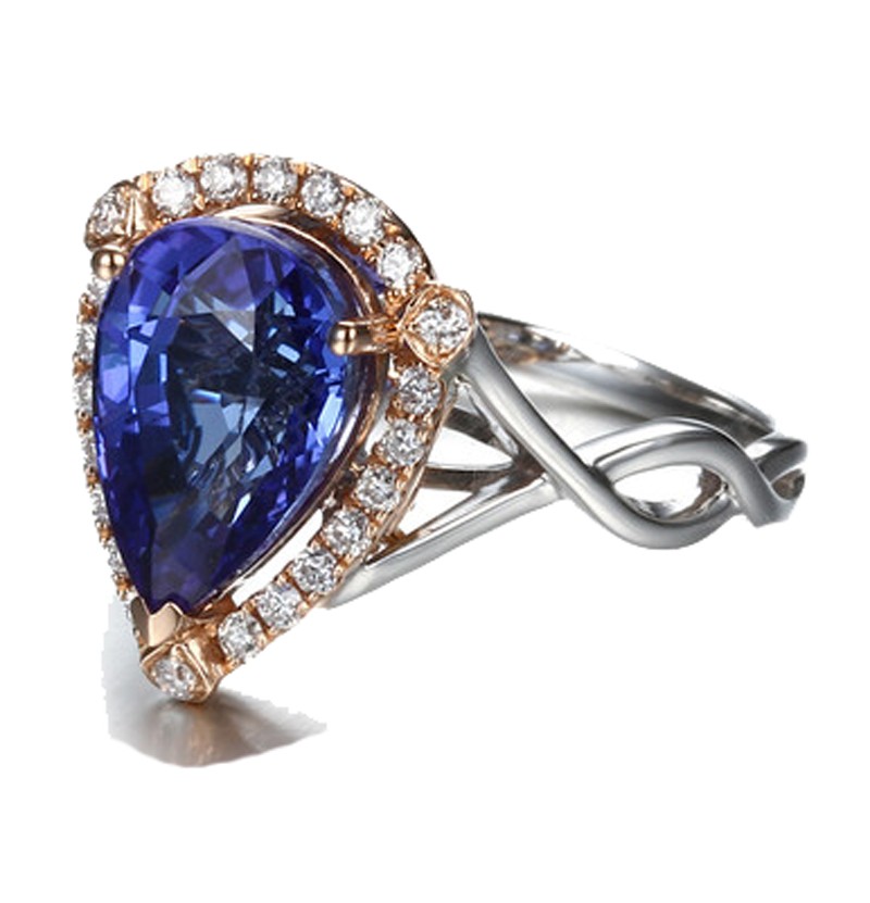 1.50 Ct Diamond Cut Sapphire And Diamond Designer Ring White Gold