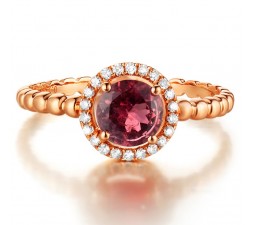 Excellent 1 Carat Ruby and Diamond Engagement Ring in Rose Gold