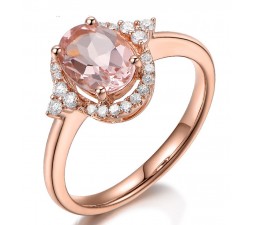 Vintage 2 Carat Morganite and Diamond Engagement Ring in Rose Gold