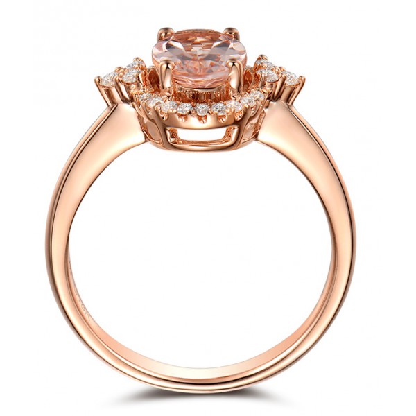 Vintage 2 Carat Morganite and Diamond Engagement Ring in Rose Gold ...