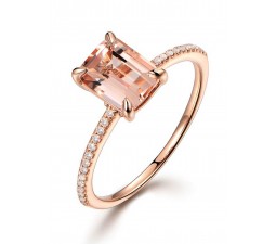 2 Carat Morganite and Diamond Classic Multistone Engagement Ring in Rose Gold