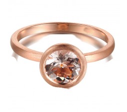 1 Carat Bezel set Morganite Solitaire Gemstone Engagement Ring in Rose Gold