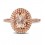 3 Carat Morganite and Diamond double Halo Designer Engagement Ring in Rose Gold
