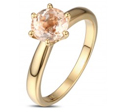 1 Carat Round shape Morganite Solitaire Engagement Ring in Yellow Gold