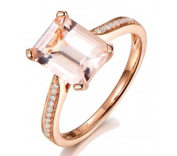 1.50 Carat Morganite and Diamond Halo Engagement Ring in Rose Gold