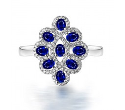 3 Carat Vintage Unique Blue Sapphire and Diamond Engagement Ring for Women