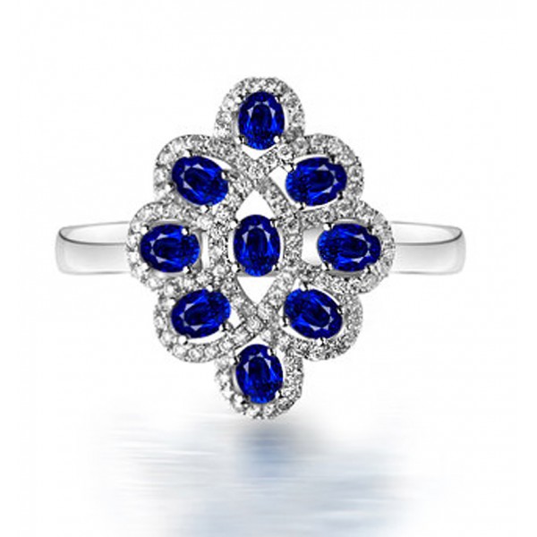 3 Carat Vintage Unique Blue Sapphire and Diamond Engagement Ring for ...