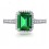 1.50 Carat princess cut Emerald and Diamond Halo Engagement Ring in White Gold