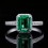 1.50 Carat princess cut Emerald and Diamond Halo Engagement Ring in White Gold