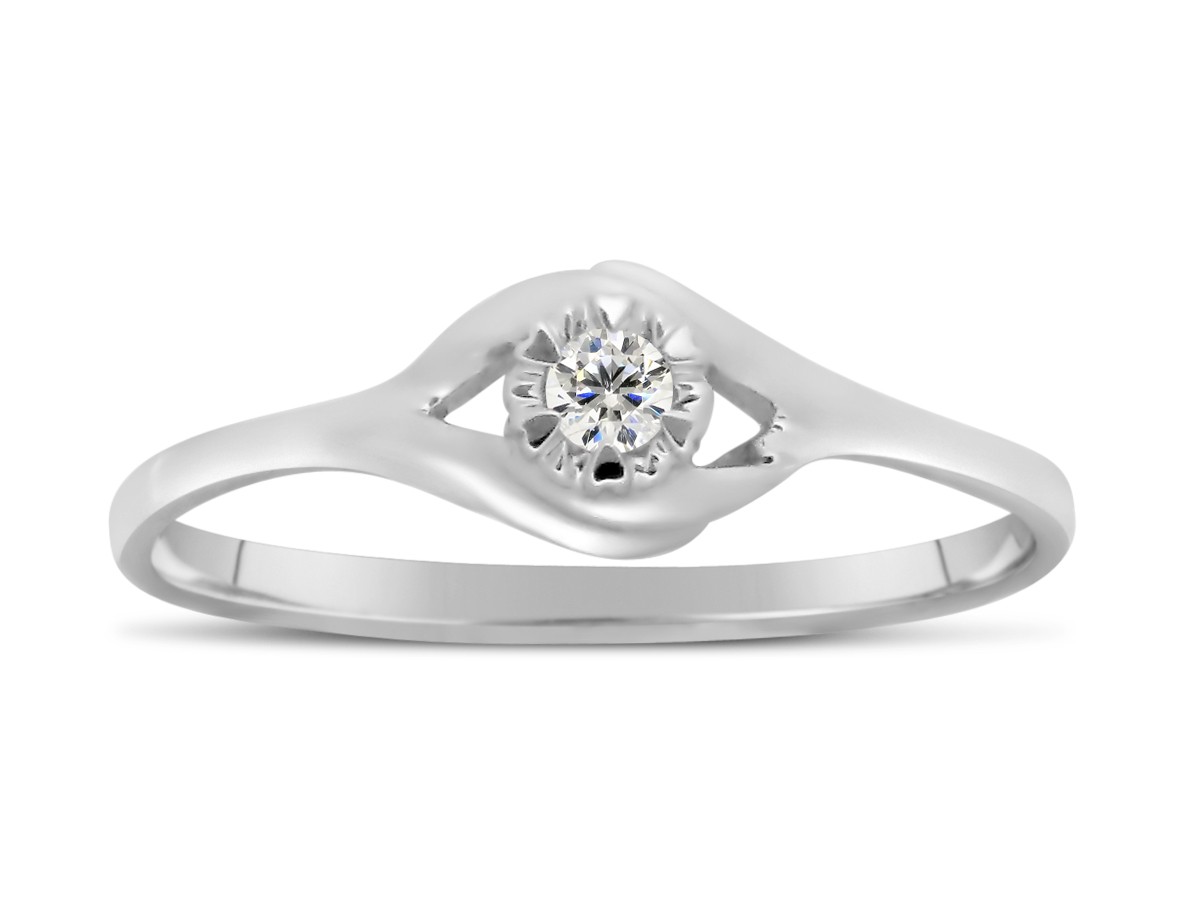 Lovely Solitaire Diamond Engagement Ring on 10k White Gold - JeenJewels