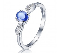 Exquisite Sapphire Diamond Engagement Ring on 10k White Gold